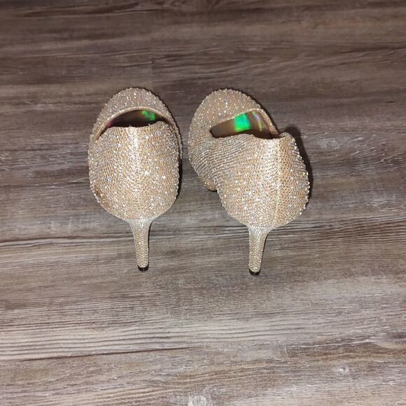 Hot Tomato Fireworks  gold sparkle  graduation prom heels Sz 7.5 - Picture 4 of 7